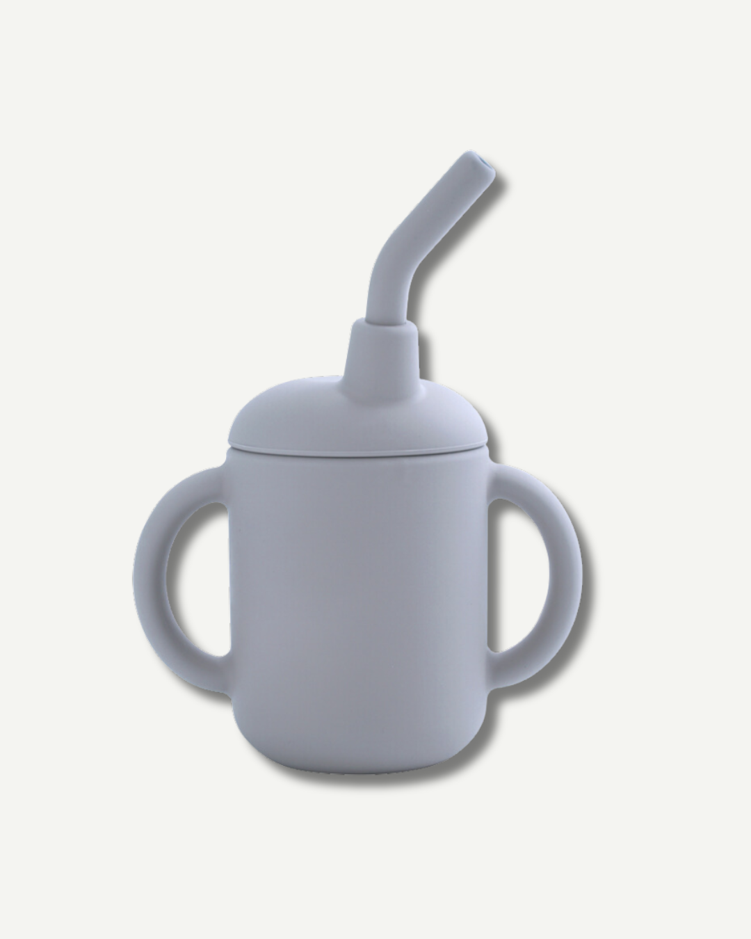 Spill Proof Silicone Training Cup + Straw - Matte Gray