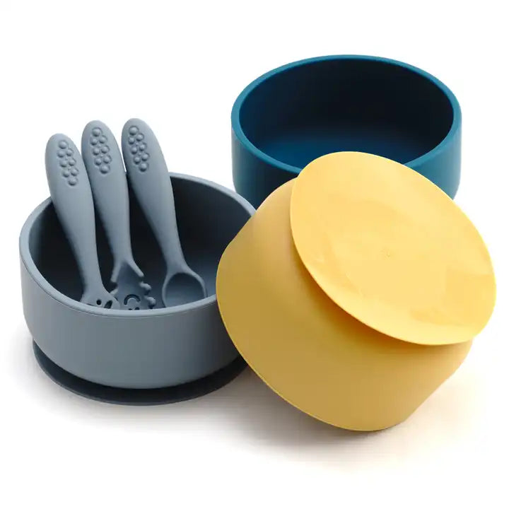 Round Bowl + Silicone Spoon - Matte Gray