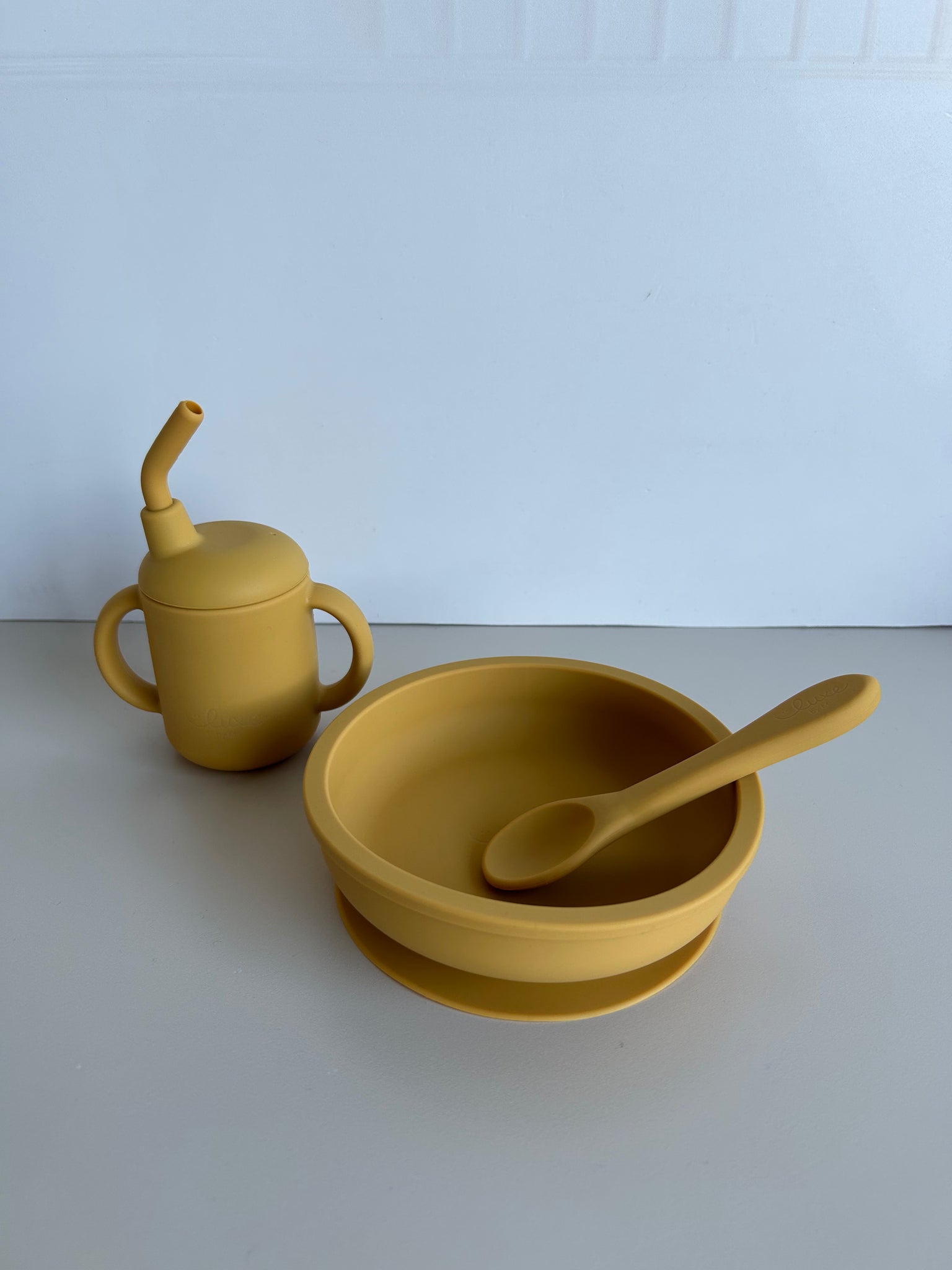 Round Bowl + Silicone Spoon - Gray