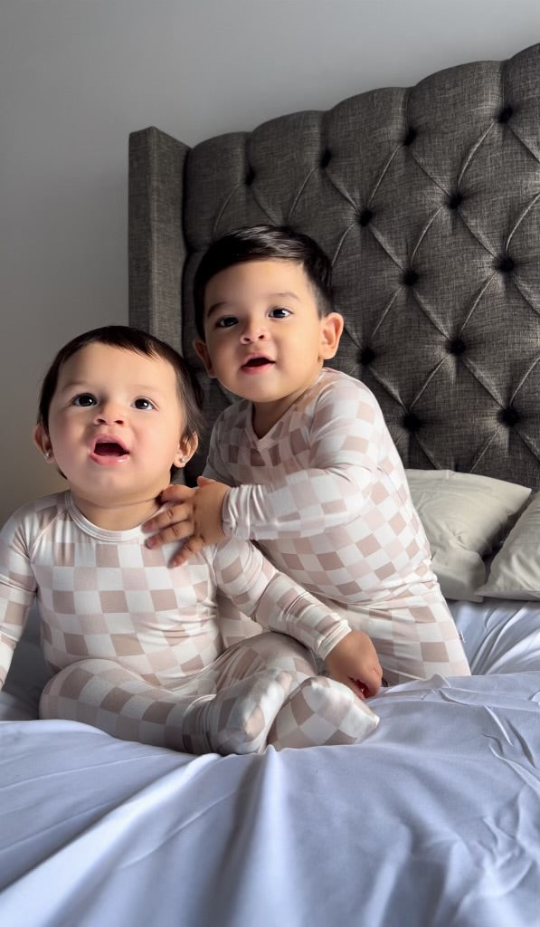 One Zip Sandy Checkered Pajamas!