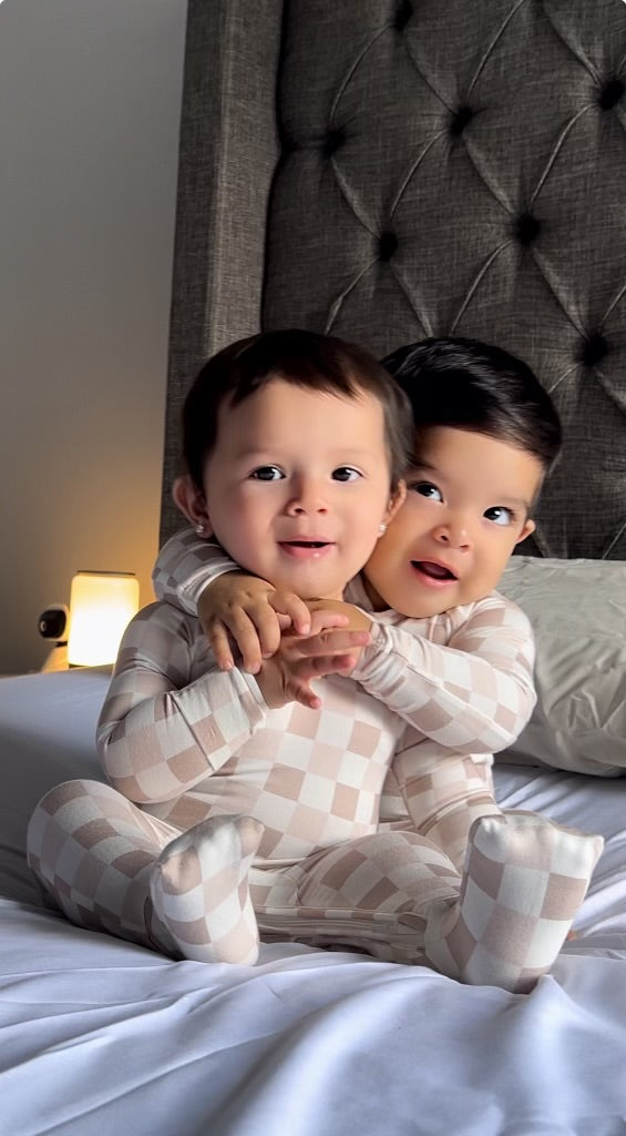 One Zip Sandy Checkered Pajamas!