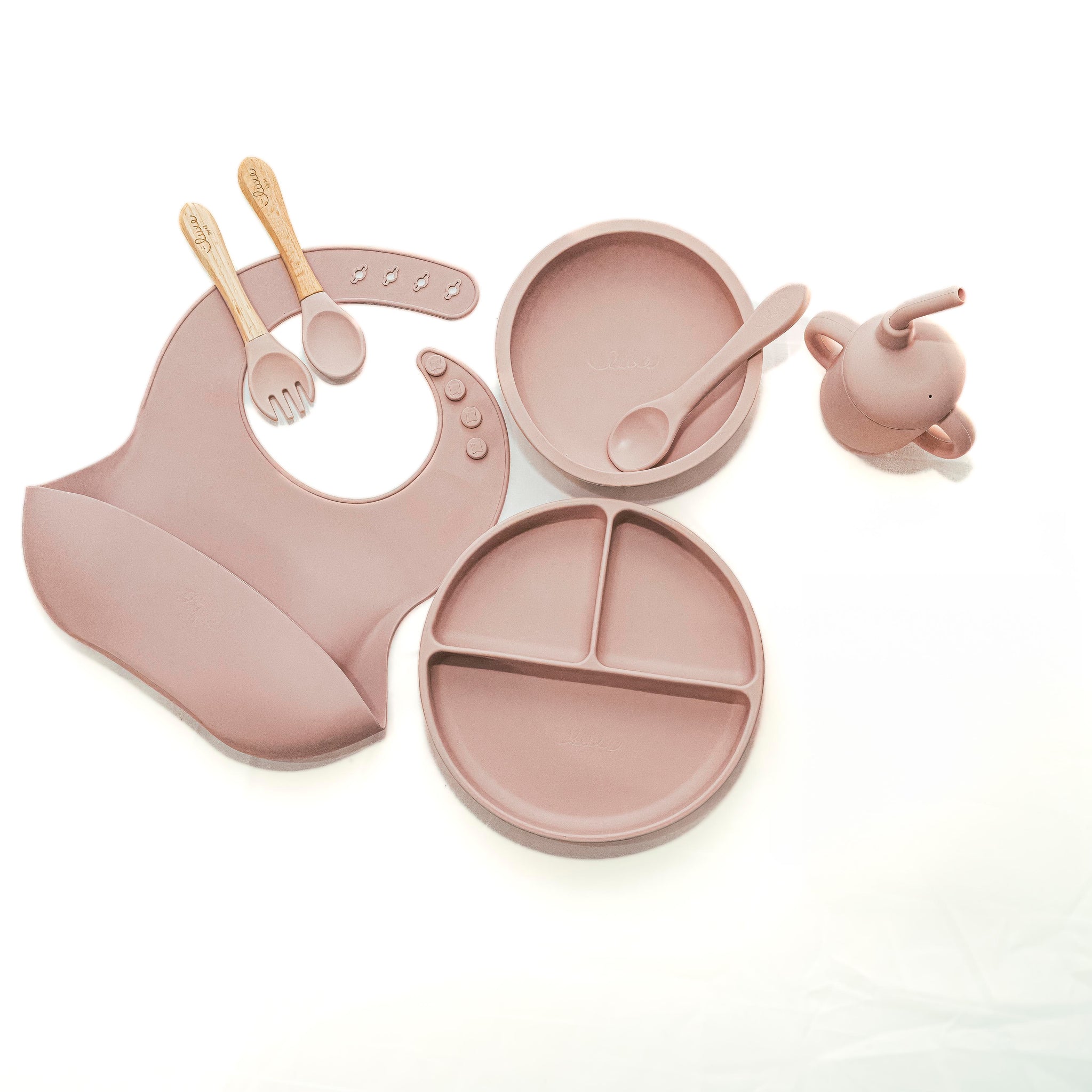 Modern Silicone Baby Bib - Blush Pink