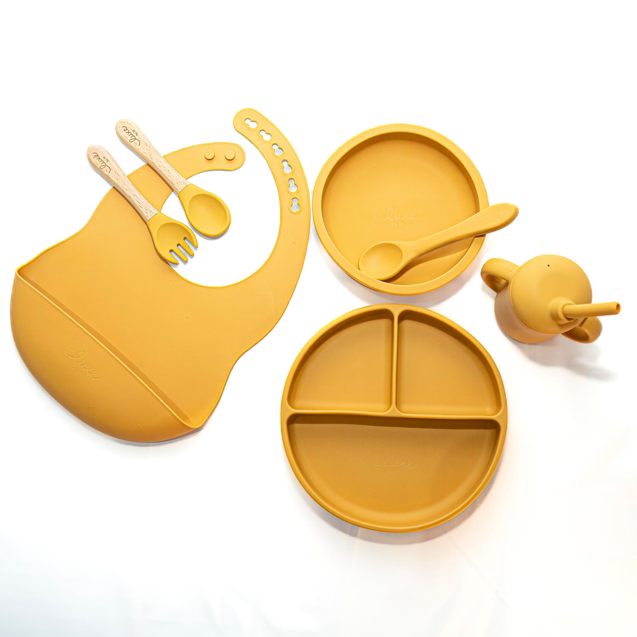 Modern Silicone Baby Bib - Mustard