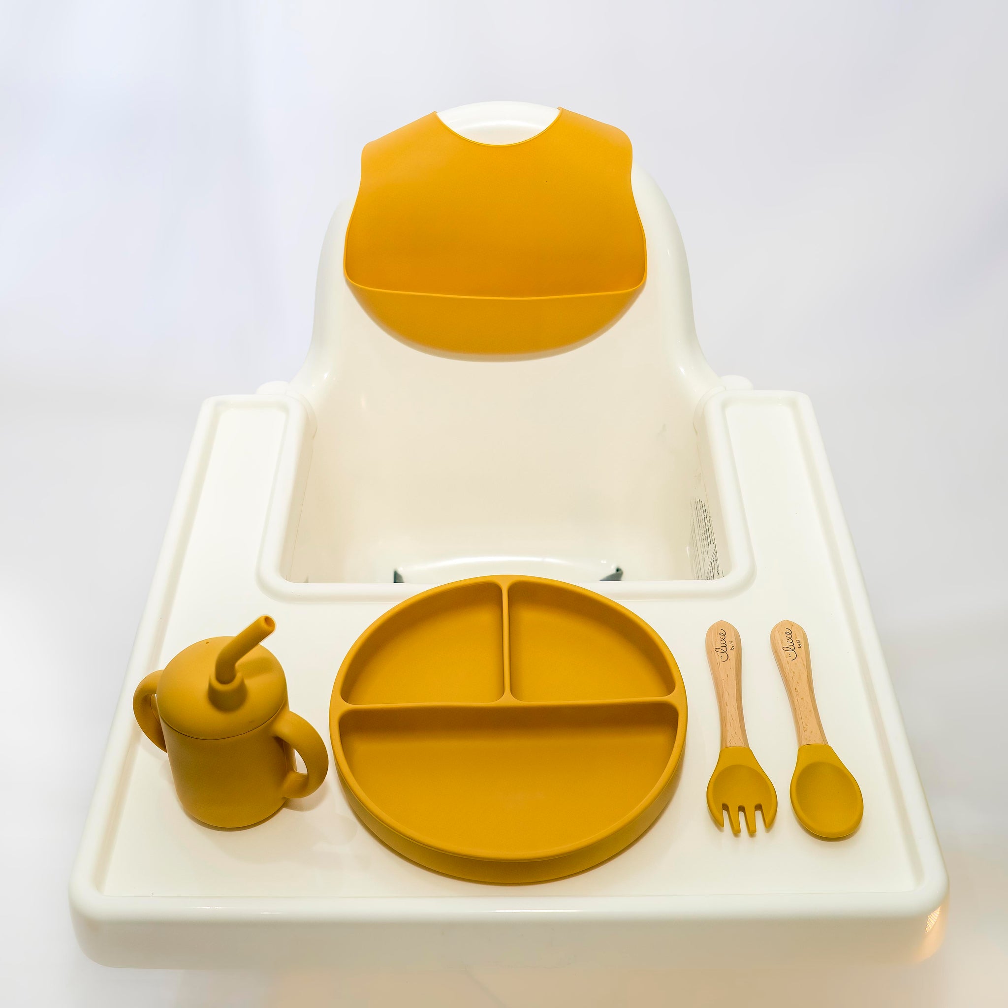 Modern Silicone Baby Bib - Mustard