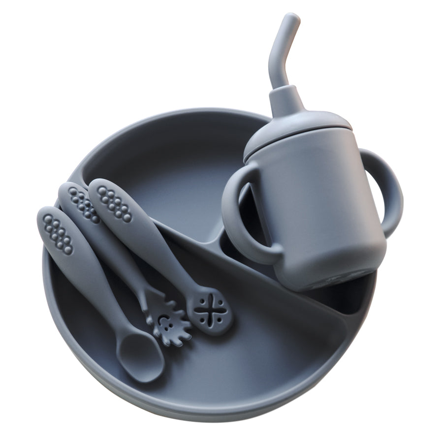 Suction Plate - 3 Dividers - Matte Gray