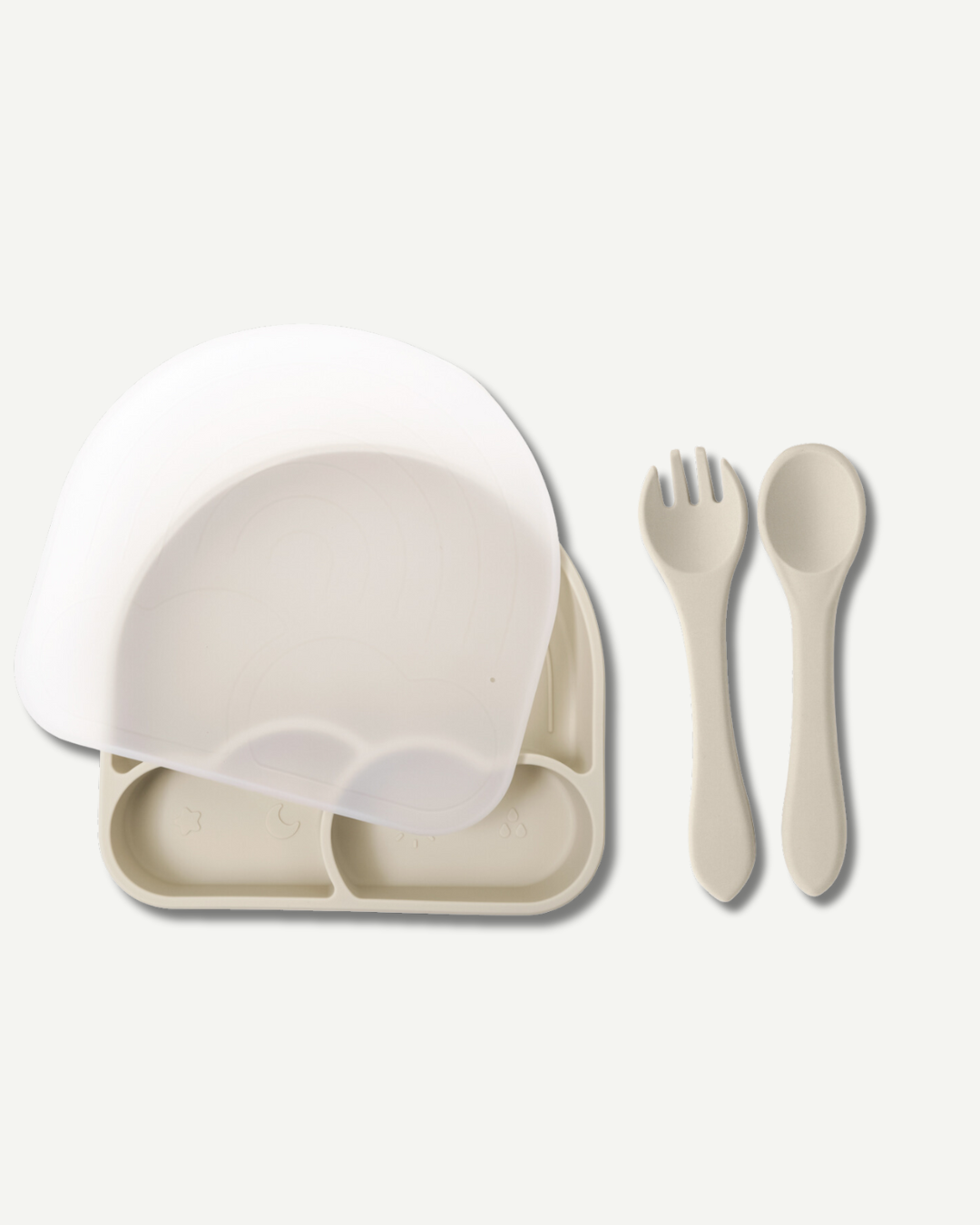 Rainbow Suction Plate With Utensils -Oat