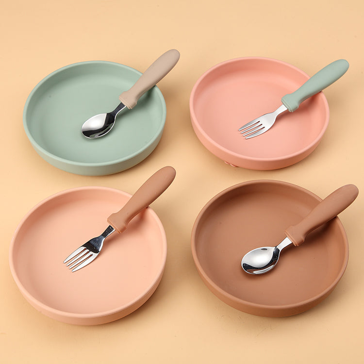 Stainless Steel Silicone Spoon and Fork Set- Sage