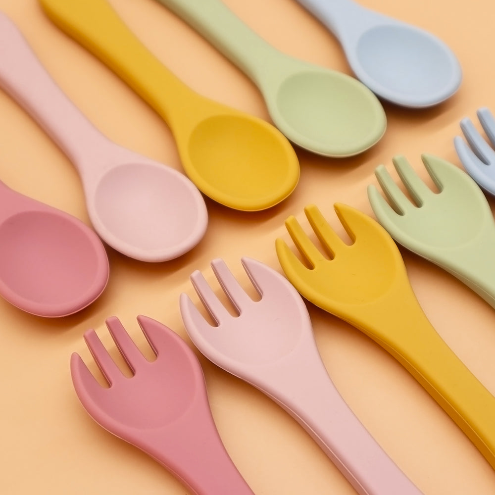 Silicone Spoon and Fork Set - Blush Pink