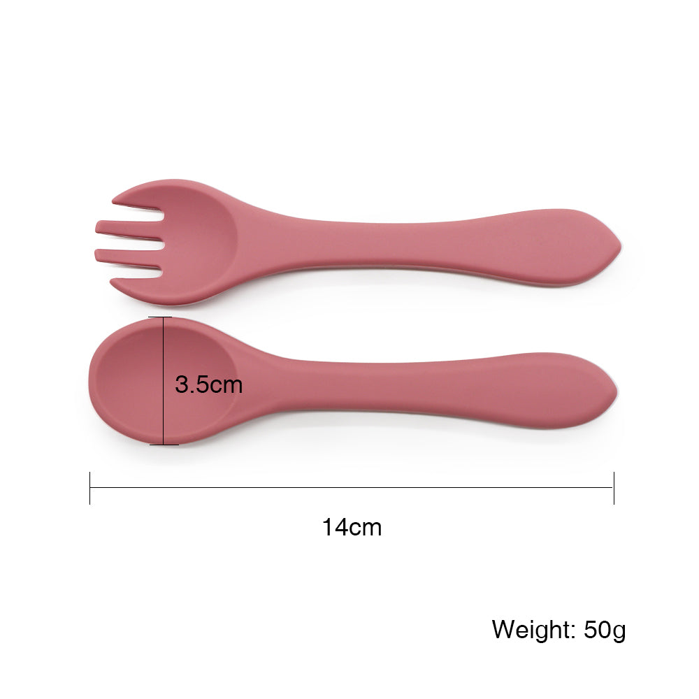 Silicone Spoon and Fork Set - Green