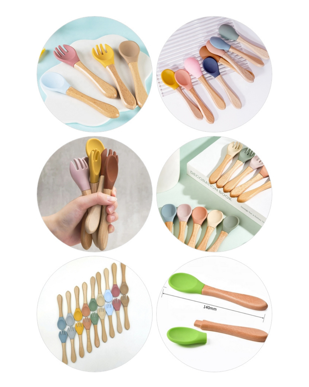 Beechwood & Silicone Utensil Set - Blush Pink