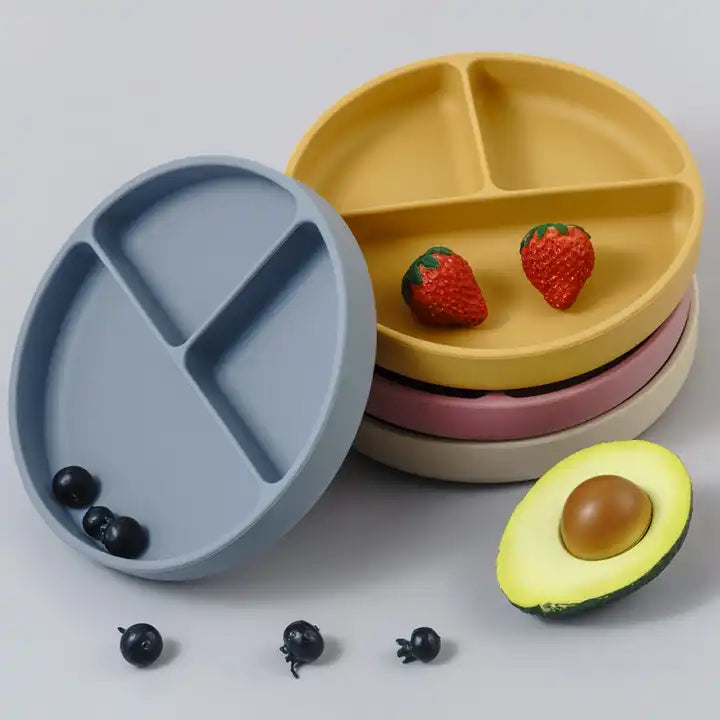 Suction Plate - 3 Dividers - Matte Gray