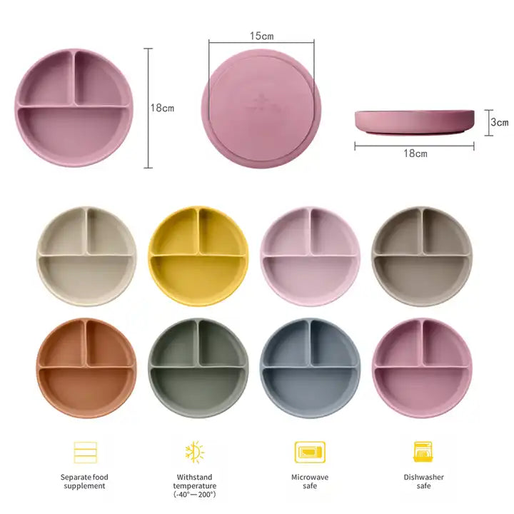 Suction Plate - 3 Dividers - Oat