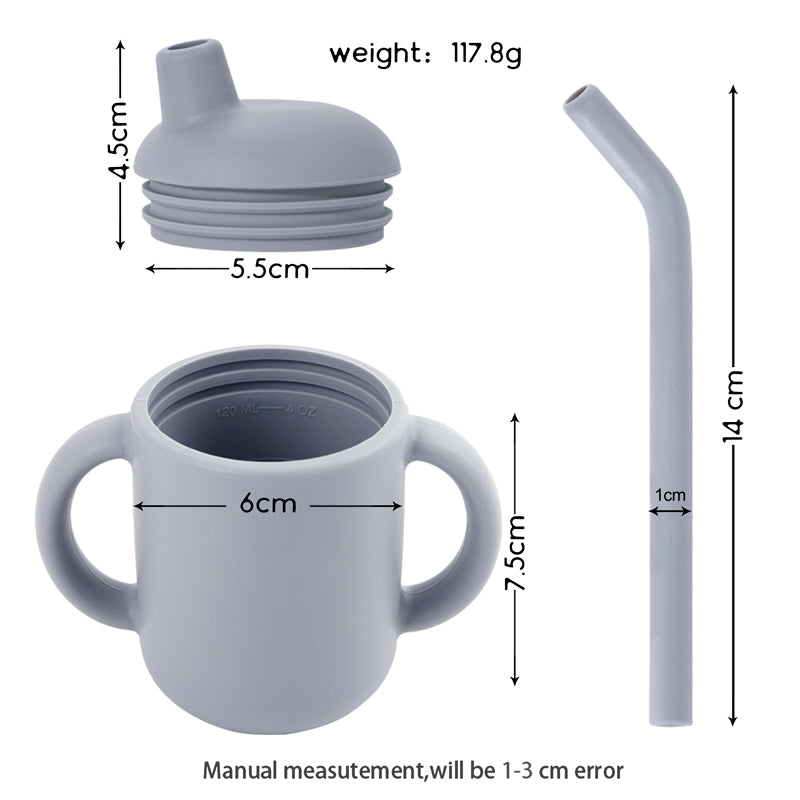Spill Proof Silicone Training Cup + Straw - Latte