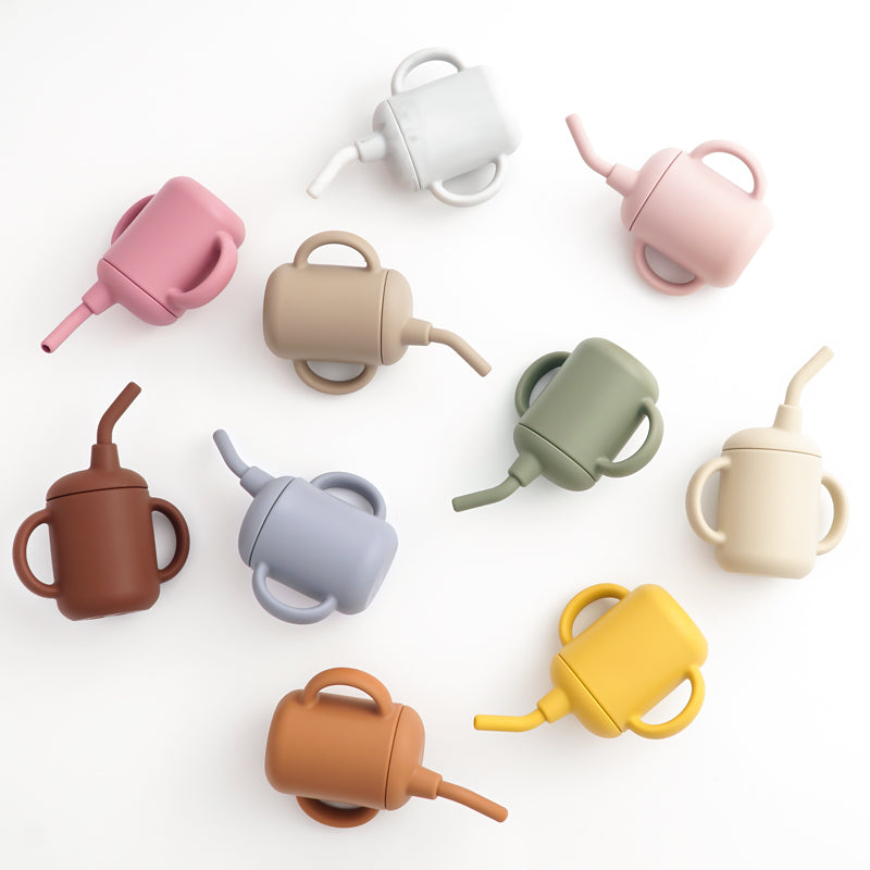 Spill Proof Silicone Training Cup + Straw - Oat