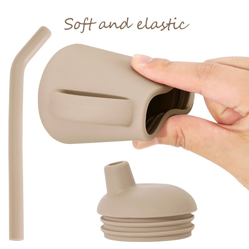 Spill Proof Silicone Training Cup + Straw - Oat